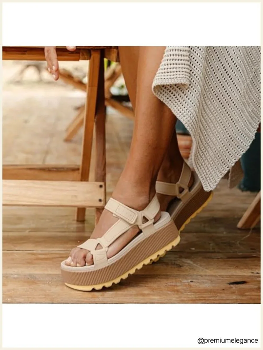 Women's Platform Sandals with Adjustable Instep Strap